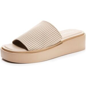 Fitory Beige Platform Slides Size 9